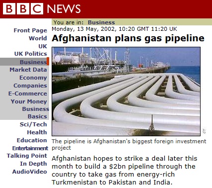 BBC on the 2002 Gas pipeline in Afghanistan