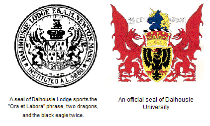Dalhousie University's coat of arms bears an uncomfortable resemblance with a Masonic lodge called the Dalhousie Lodge.